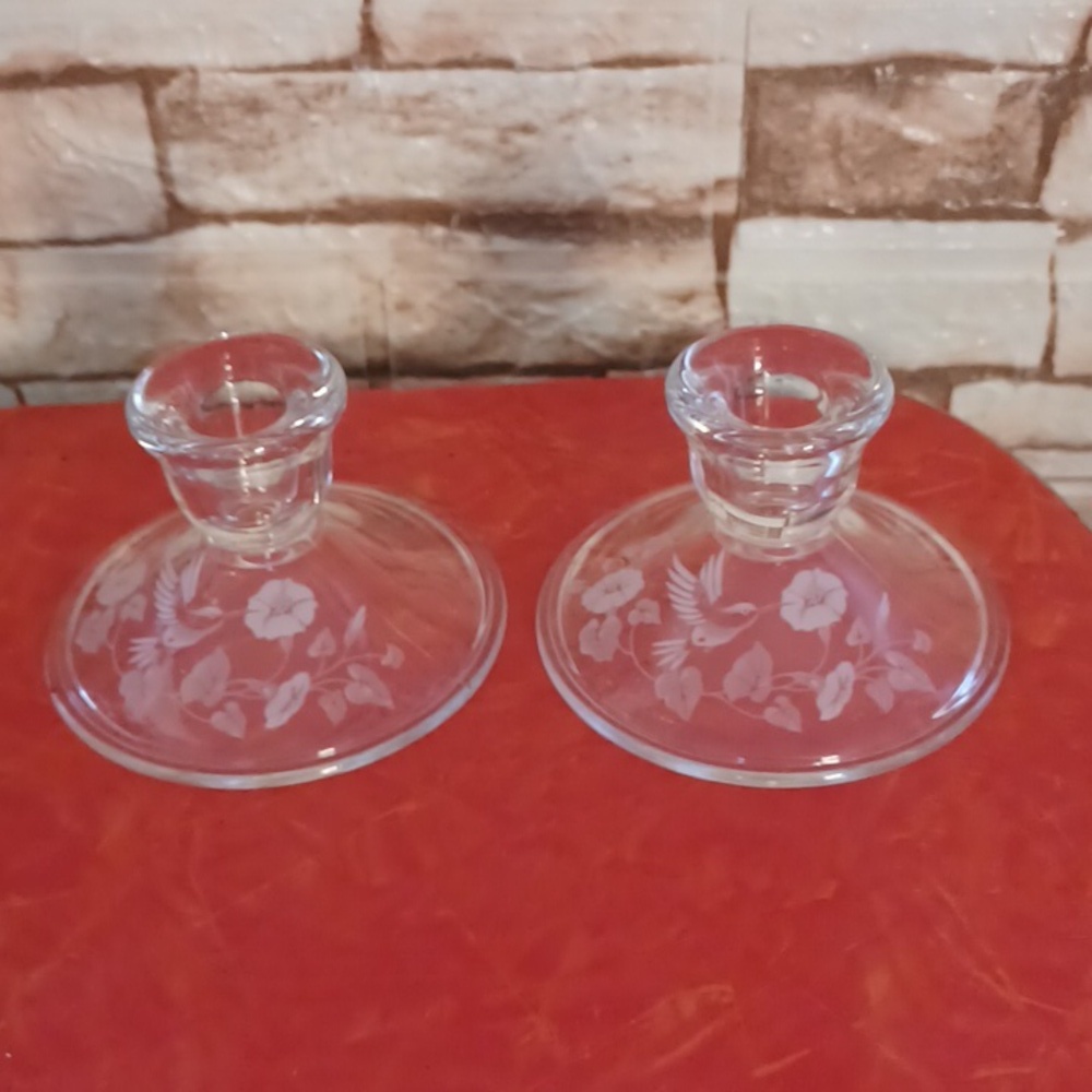 Hummingbird crystal Candle Holders Avon
